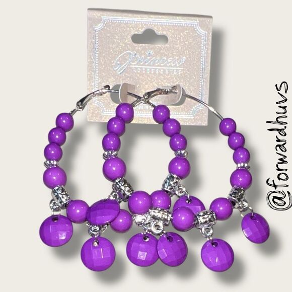 Bundle Sale 3 for $15 | Princess Accessories Purple Hoop Earrings - Picture 1 of 7